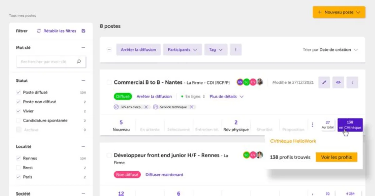 Notre avis sur HelloWork : un logiciel ATS (applicant tracking system / suivi des candidatures) à découvrir