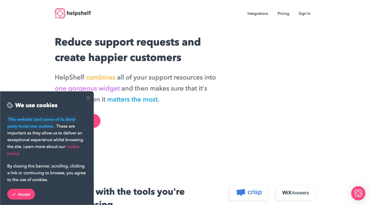 Interface HelpShelf : fonctionnalités, prix, alternatives