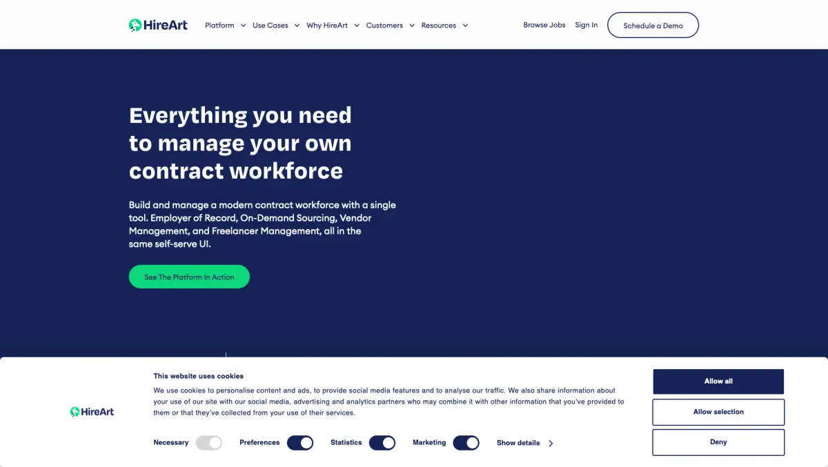Interface HireArt : fonctionnalités, prix, alternatives