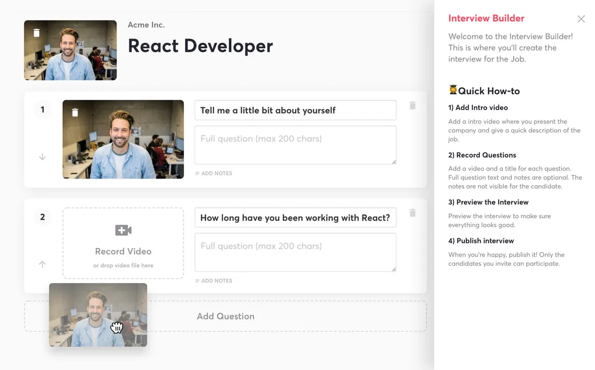 Interface Hireflix: fonctionnalités, prix, alternatives