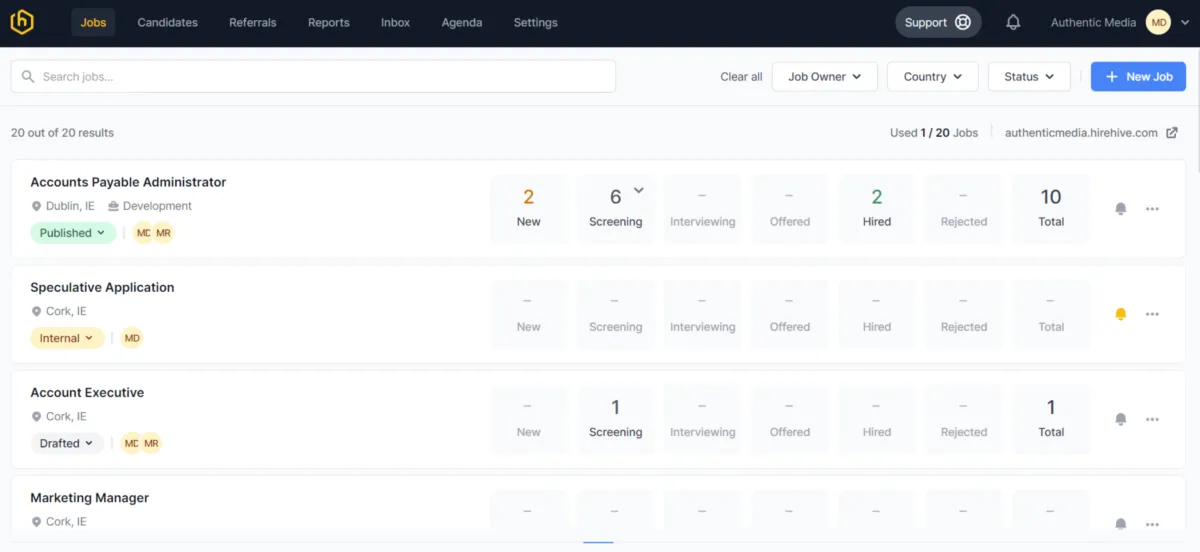 Notre avis sur HireHive : un logiciel ATS (applicant tracking system / suivi des candidatures) à découvrir