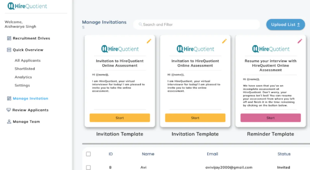 Interface HireQuotient: fonctionnalités, prix, alternatives