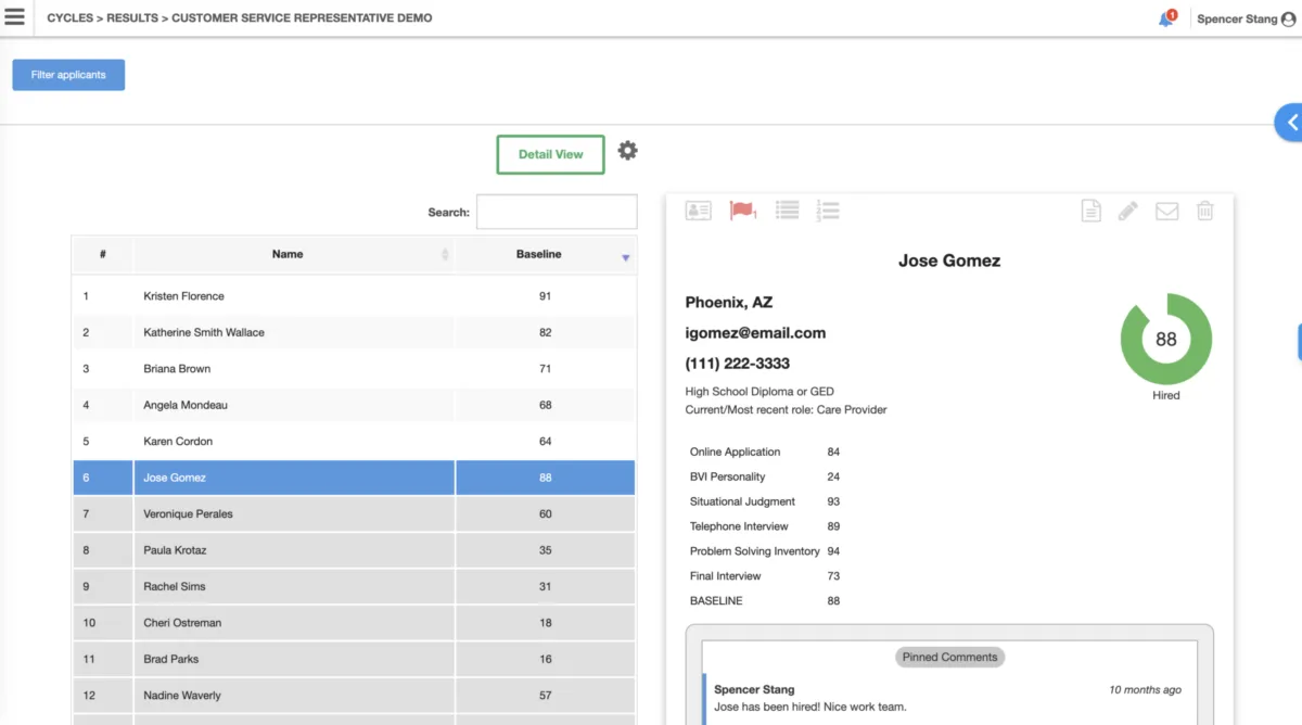 Interface HireScore: fonctionnalités, prix, alternatives