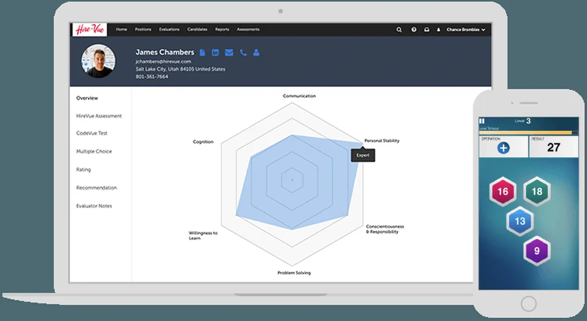 Interface HireVue: fonctionnalités, prix, alternatives
