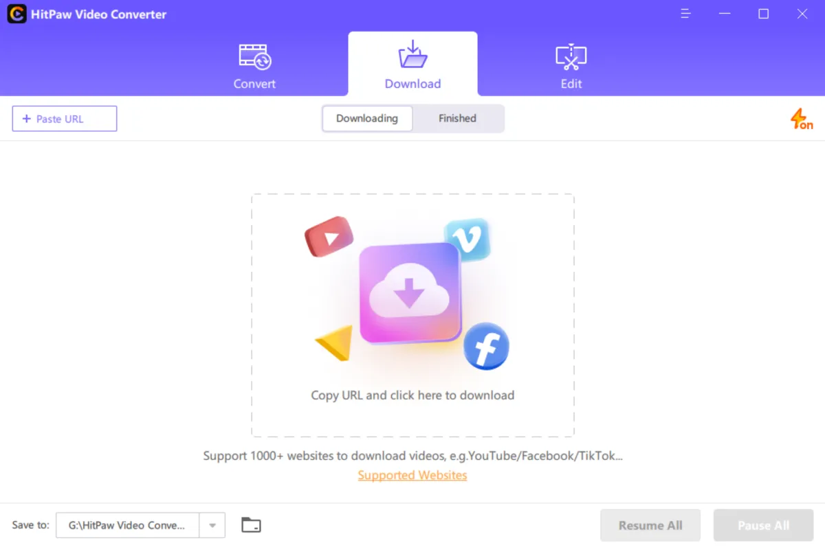Interface HitPaw Video Converter: fonctionnalités, prix, alternatives