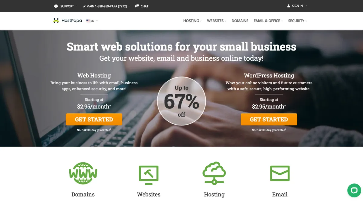 HostPapa: avis sur le hébergeur web et gestionnaire de domaines: fonctionnalités, avantages, inconvénients et tarifs