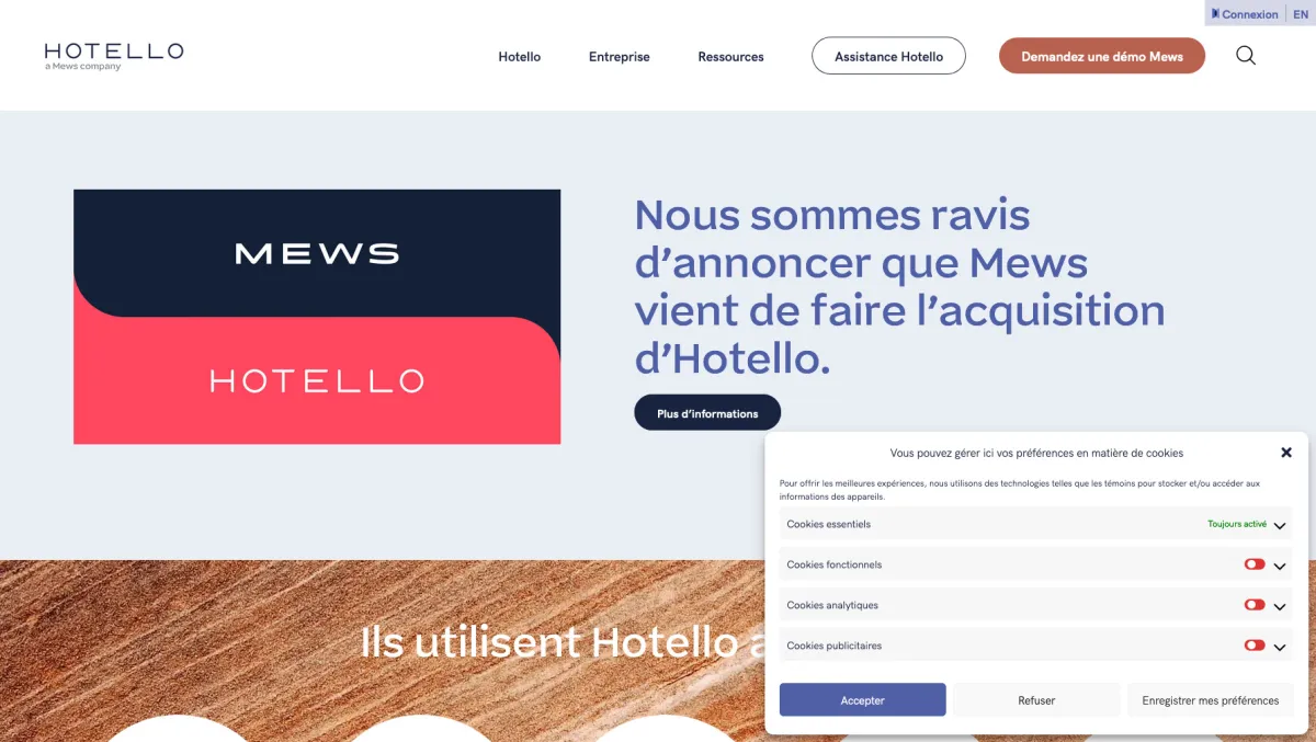Interface Hotello : image, ergonomie, alternatives