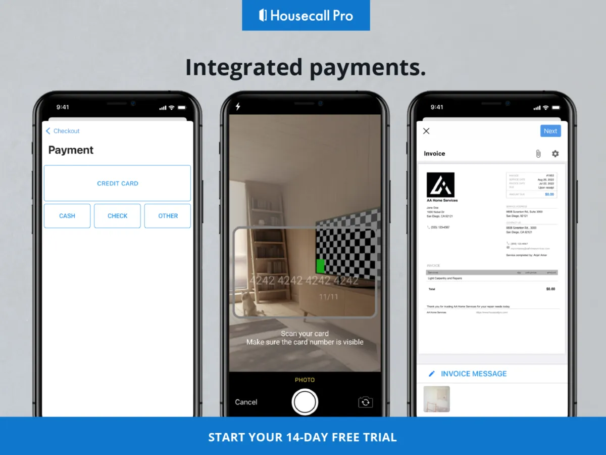 Interface HouseCall Pro: fonctionnalités, prix, alternatives