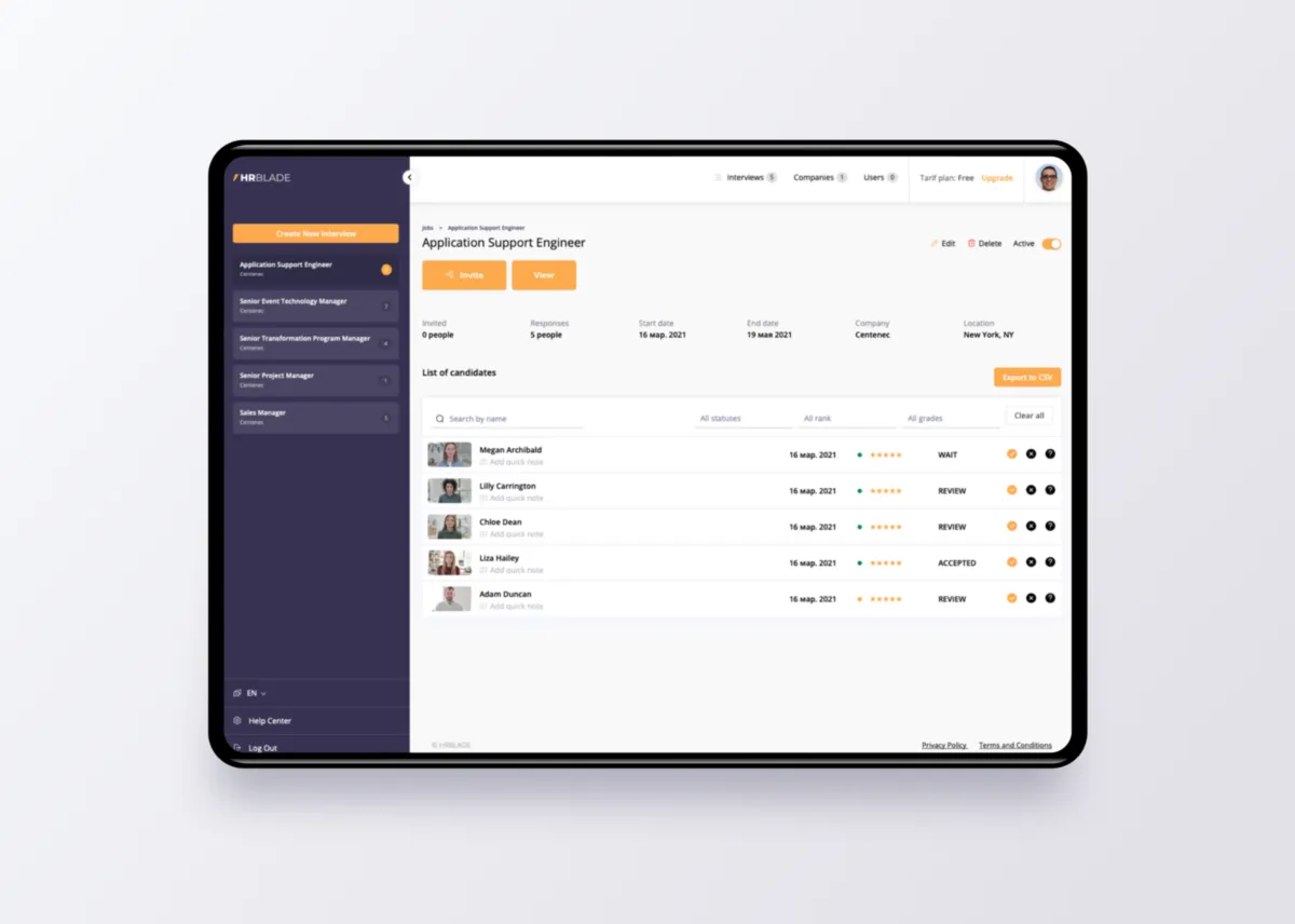 Interface HRBlade: fonctionnalités, prix, alternatives