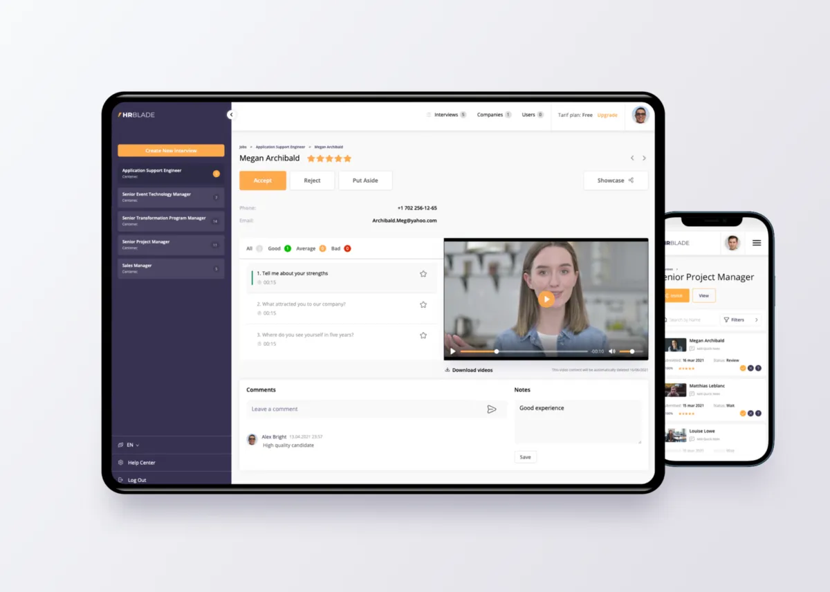 Notre avis sur HRBlade : un logiciel d'entretien vidéo à découvrir