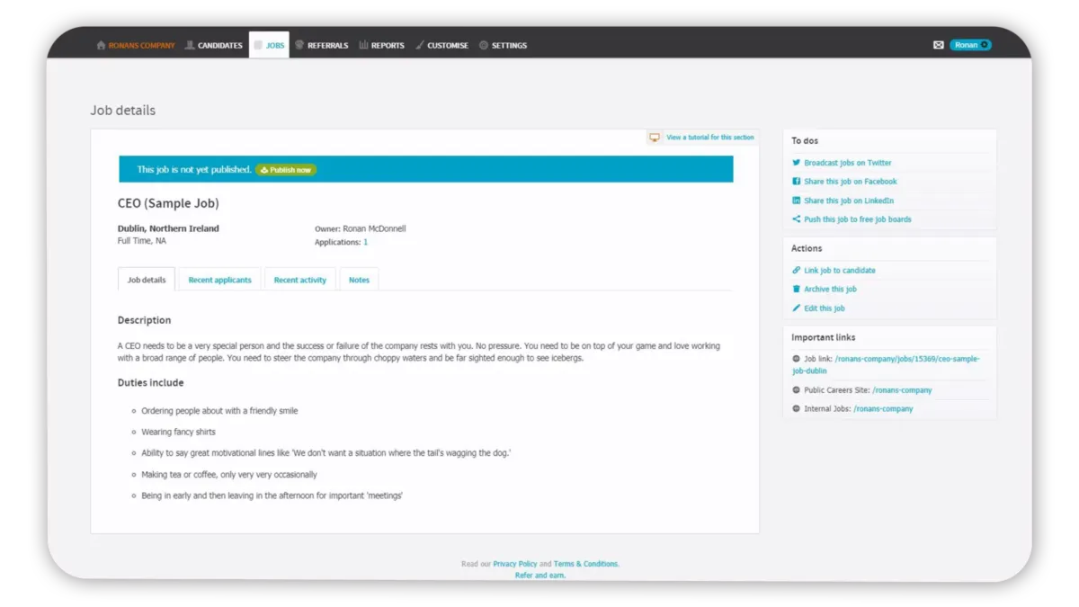 Interface HRLocker: fonctionnalités, prix, alternatives