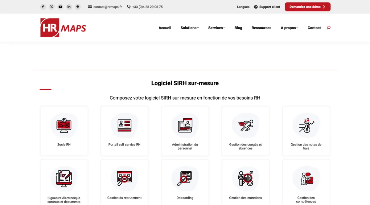 Interface HRMAPS : fonctionnalités, prix, alternatives