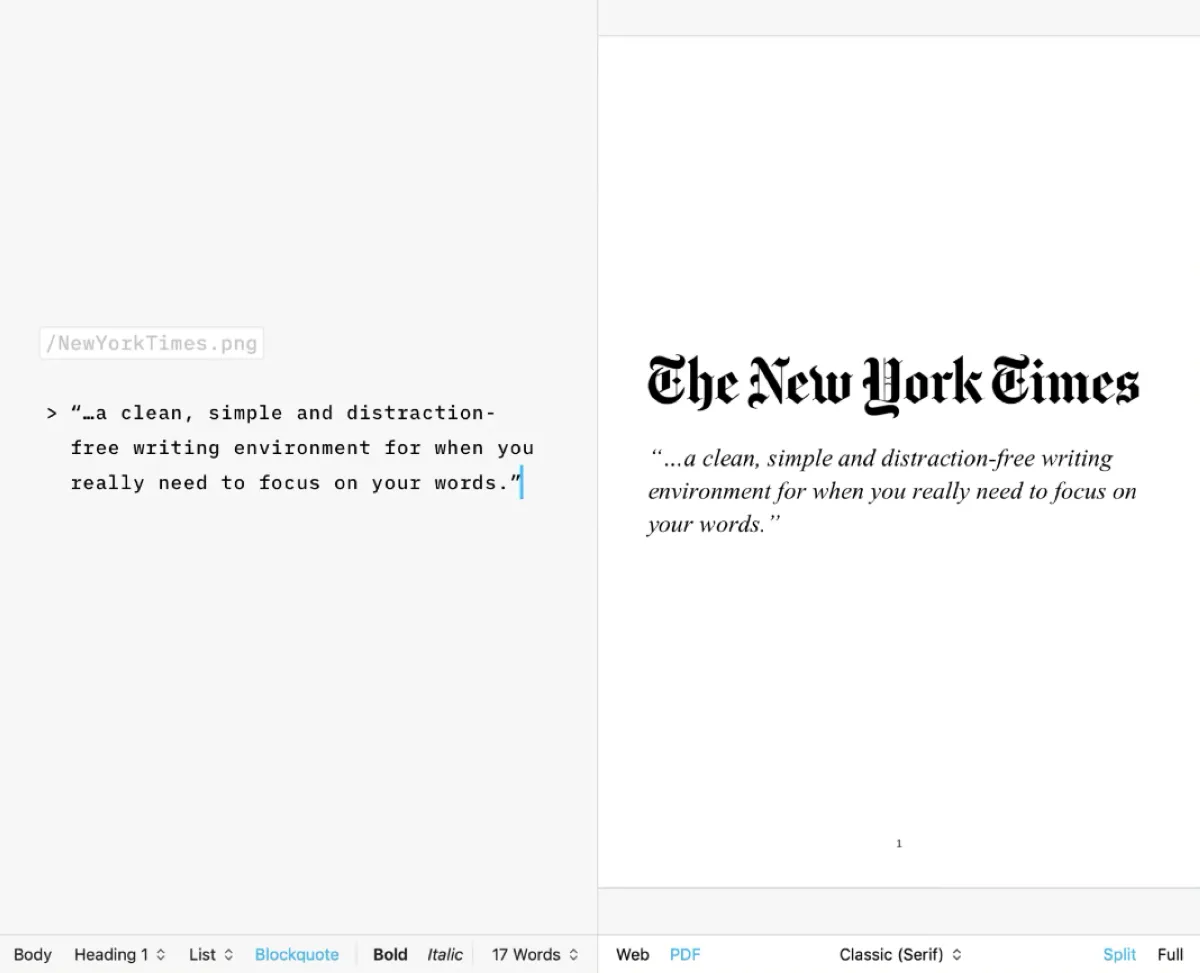 iA Writer est un éditeur MarkDown très réputé en entreprise car il dispose de nombreuses fonctionnalités et intégrations tierces 