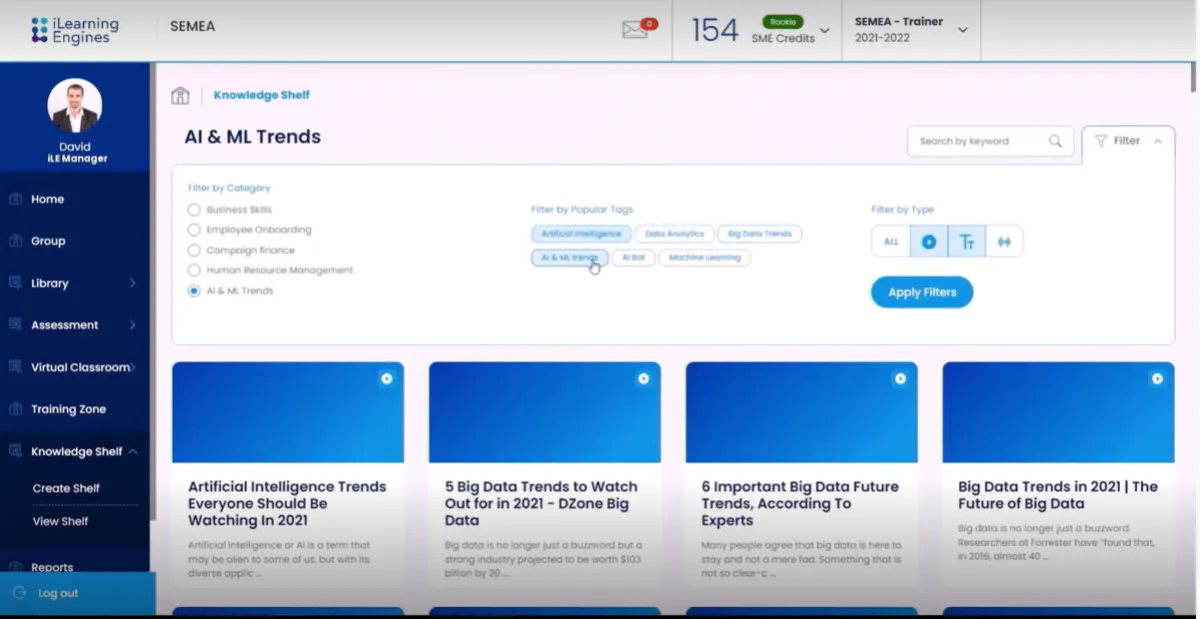 Interface iLearningEngines: fonctionnalités, prix, alternatives
