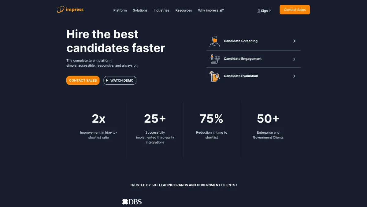 Interface Impress - AI Chatbot : fonctionnalités, prix, alternatives
