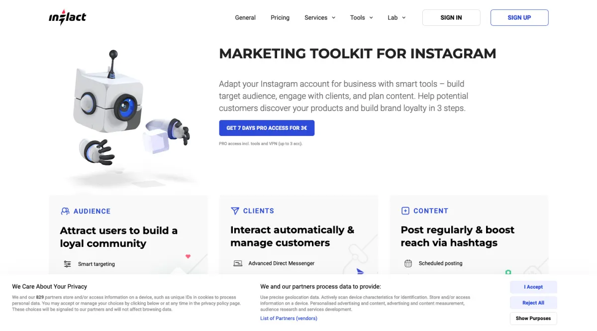 Interface Inflact : fonctionnalités, prix, alternatives