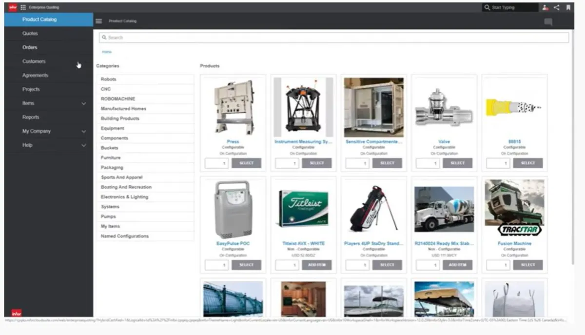 Interface Infor CPQ: fonctionnalités, prix, alternatives