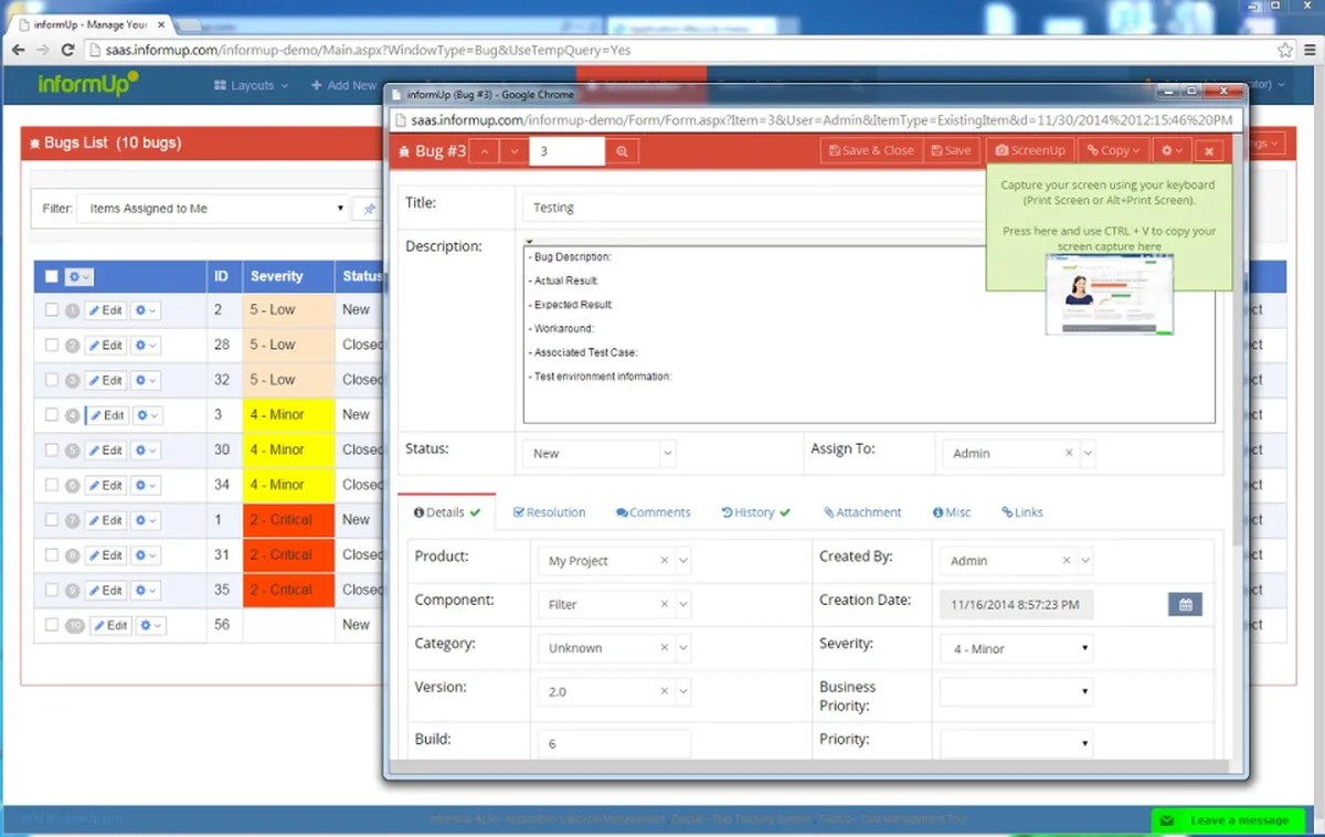 Notre avis sur Informup Tracking : un logiciel de bug tracking / débogage à découvrir