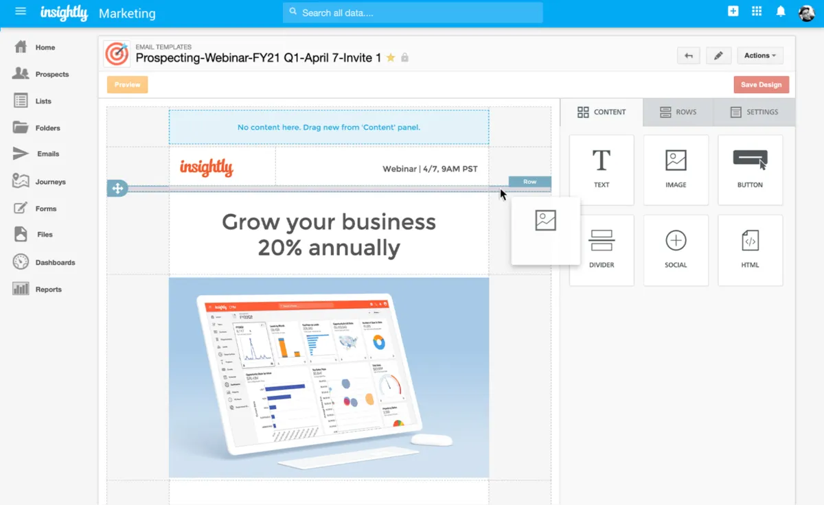 Interface Insightly CRM: image, ergonomie, alternatives