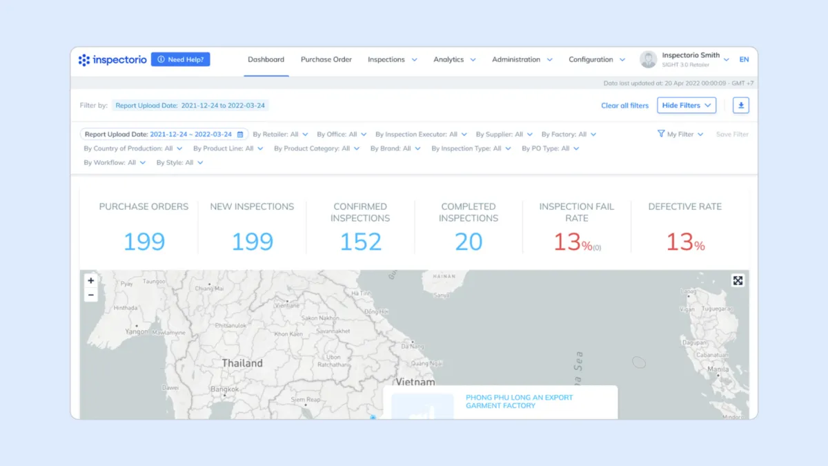 Interface Inspectorio: image, ergonomie, alternatives