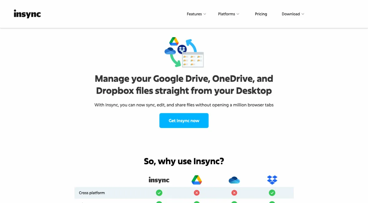 Interface insync : fonctionnalités, prix, alternatives