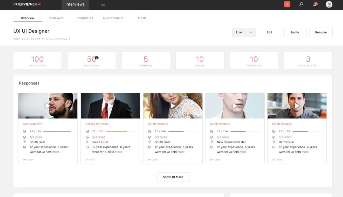 Interface Interviewer.AI: fonctionnalités, prix, alternatives