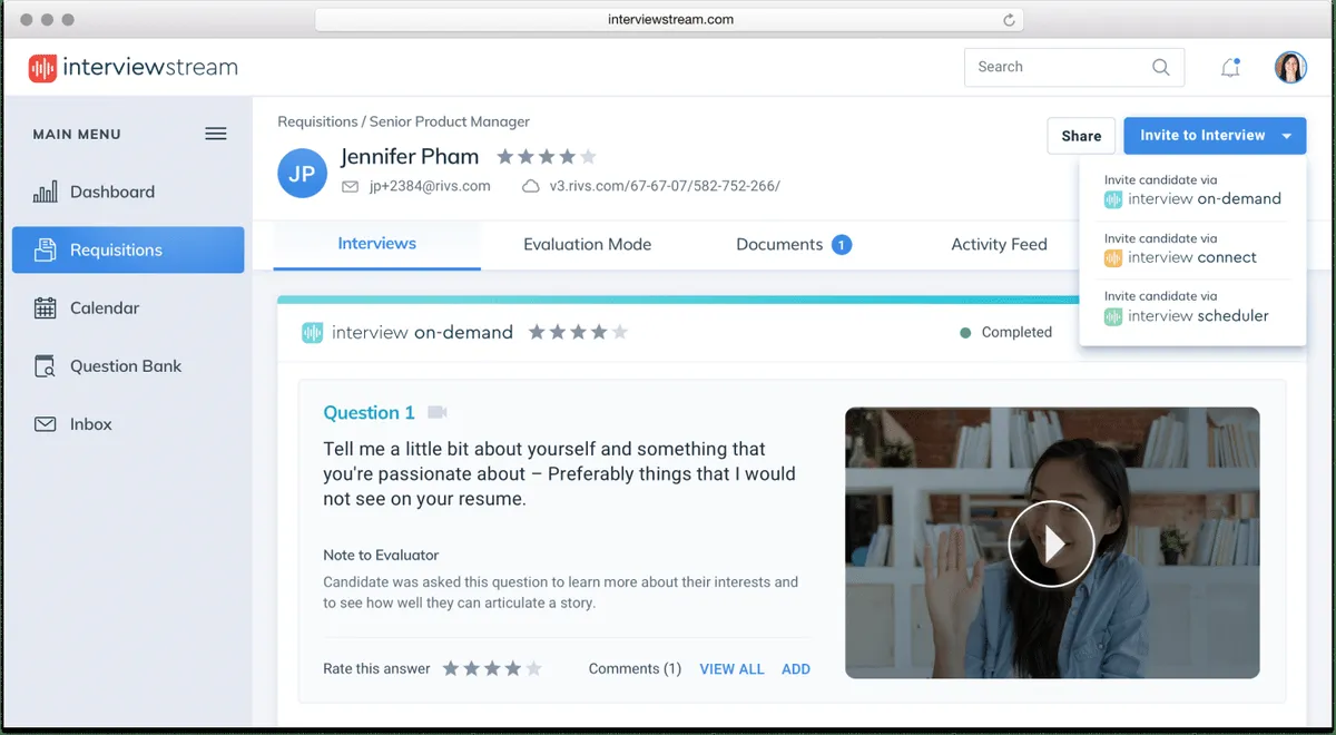 Interface InterviewStream: fonctionnalités, prix, alternatives Interface InterviewStream: fonctionnalités, prix, alternatives