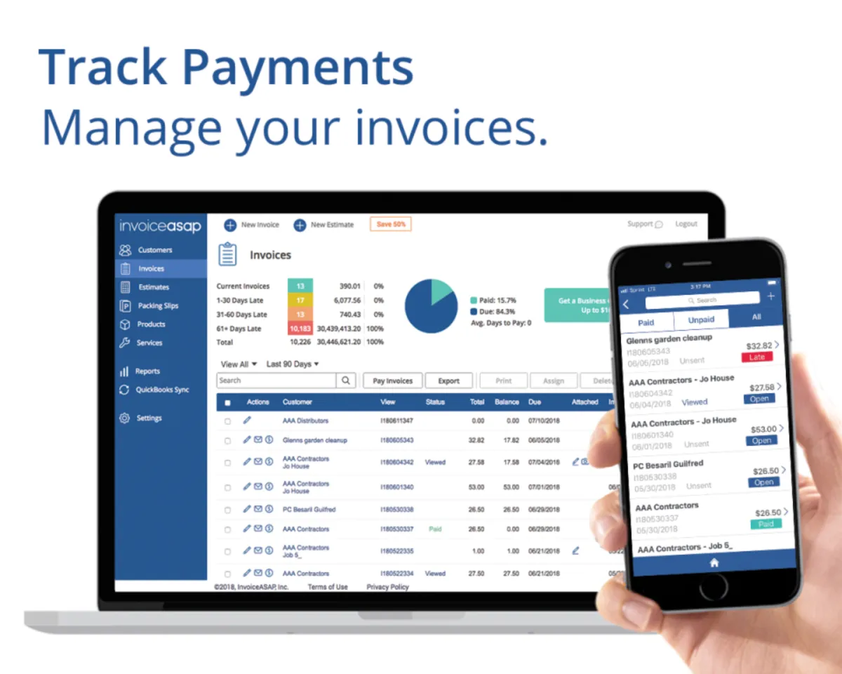 Interface InvoiceASAP: fonctionnalités, prix, alternatives