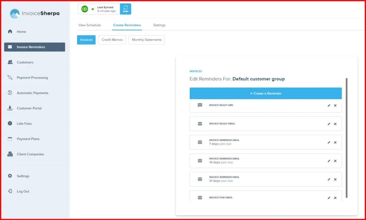 Interface InvoiceSherpa: fonctionnalités, prix, alternatives