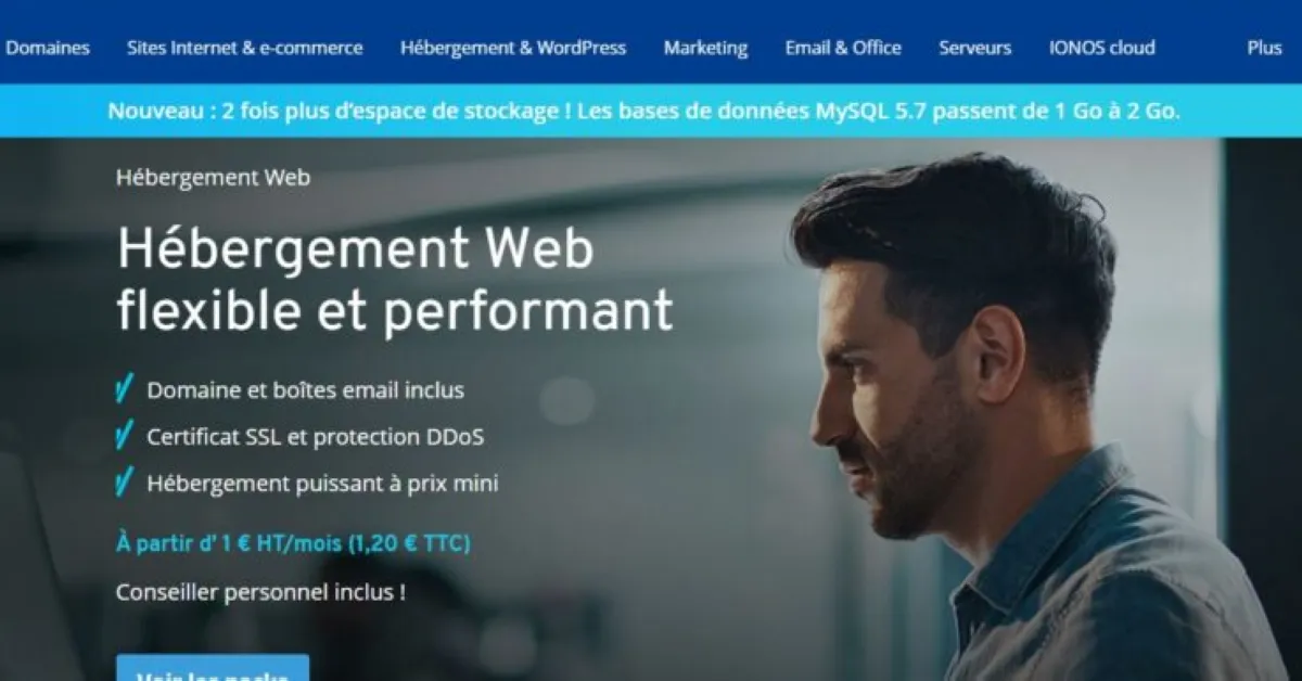 Ionos Hosting: avis sur le hébergeur web et gestionnaire de domaines: fonctionnalités, avantages, inconvénients et tarifs