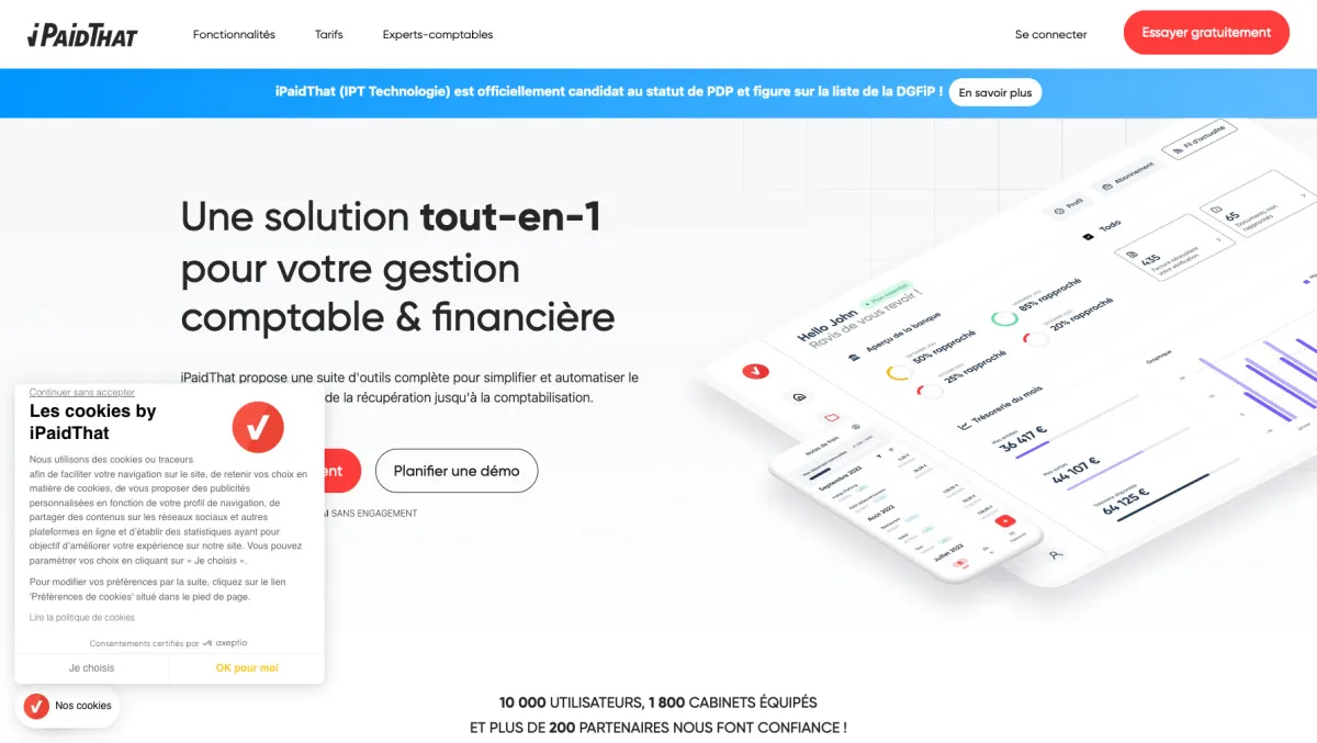 Interface IPaidThat Comptabilité : fonctionnalités, prix, alternatives