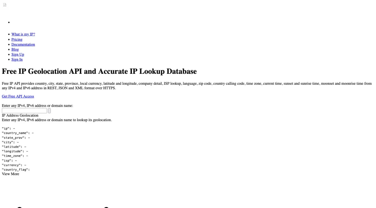Interface ipgeolocation.io : image, ergonomie, alternatives Interface ipgeolocation.io : image, ergonomie, alternatives