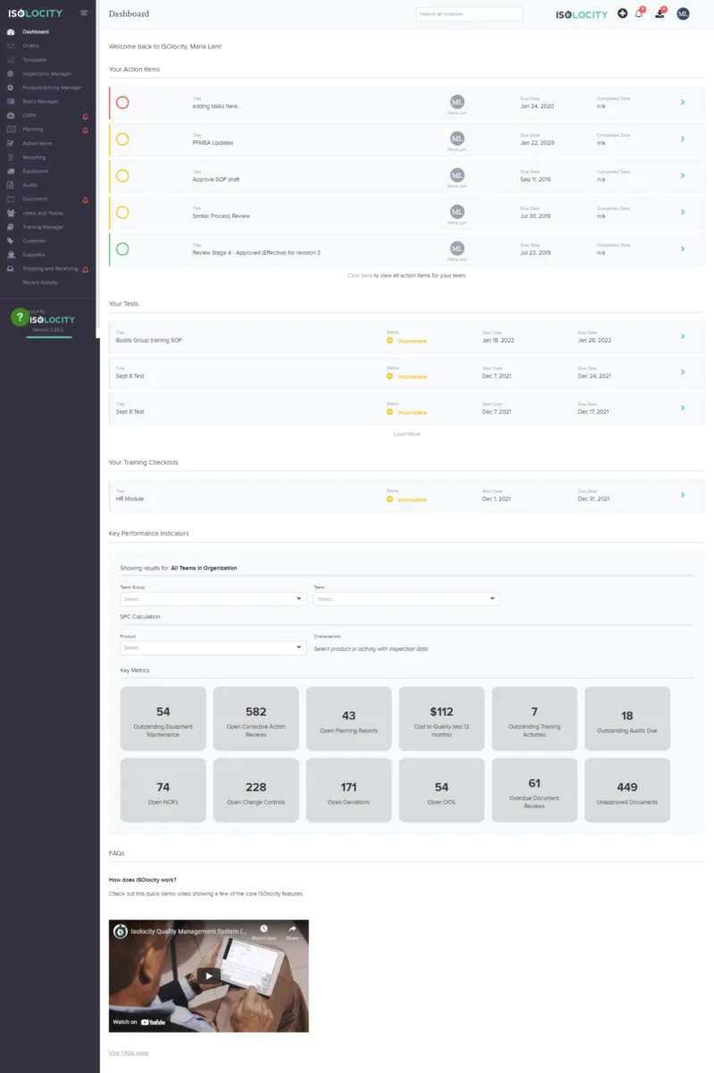 Notre avis sur Isolocity : un logiciel de gestion de la qualité (QMS) à découvrir
