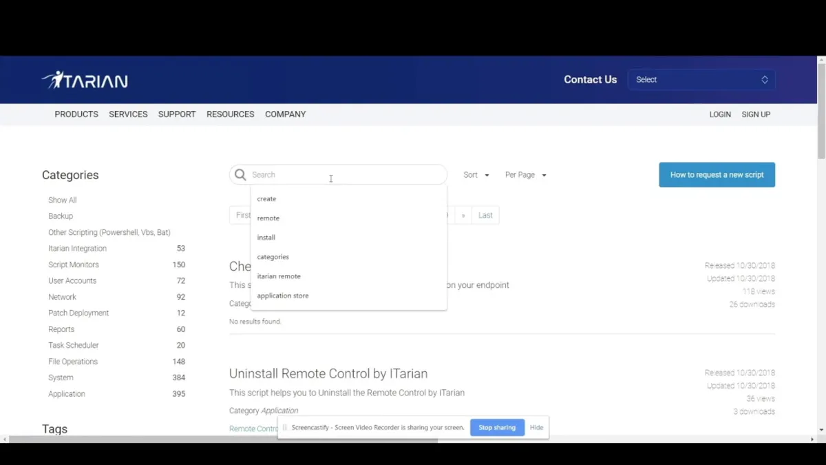Interface ITarian: fonctionnalités, prix, alternatives