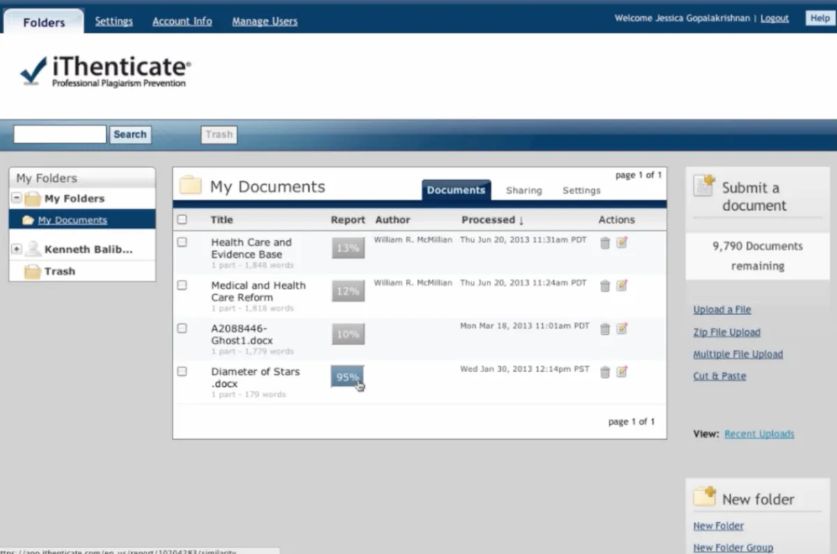 Interface iThenticate: fonctionnalités, prix, alternatives Interface iThenticate: fonctionnalités, prix, alternatives