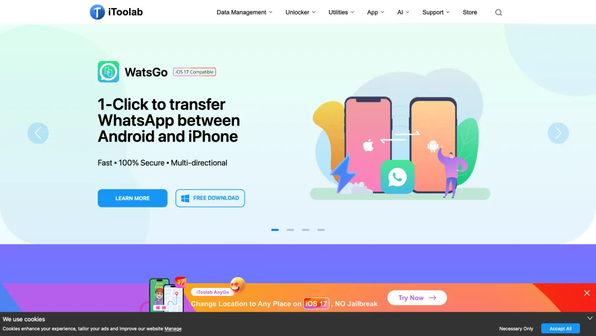 Interface iToolab UnlockGo : fonctionnalités, prix, alternatives