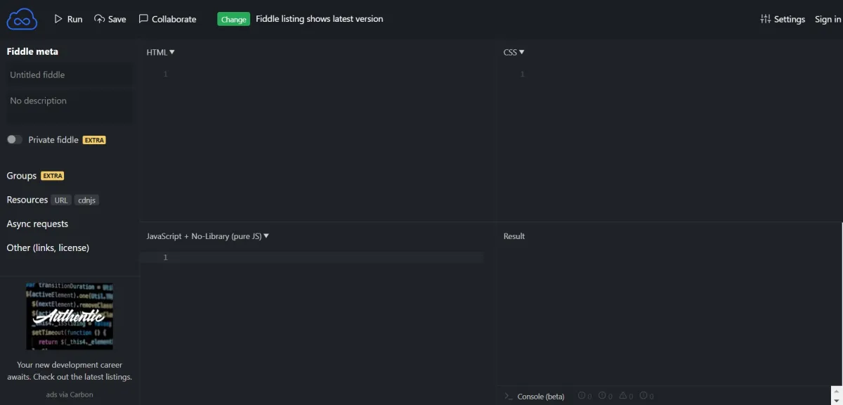 jsFiddle: avis sur le logiciel de gestion et partage de code source: fonctionnalités, avantages, inconvénients et tarifs jsFiddle: avis sur le logiciel de gestion et partage de code source: fonctionnalités, avantages, inconvénients et tarifs