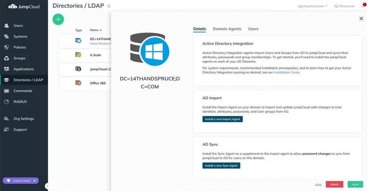 Interface JumpCloud: fonctionnalités, prix, alternatives