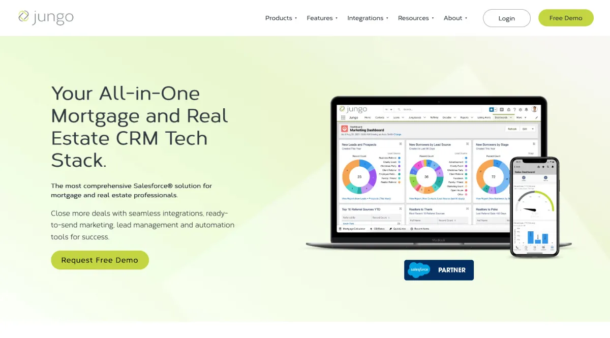 Interface Jungo Mortgage CRM : fonctionnalités, prix, alternatives
