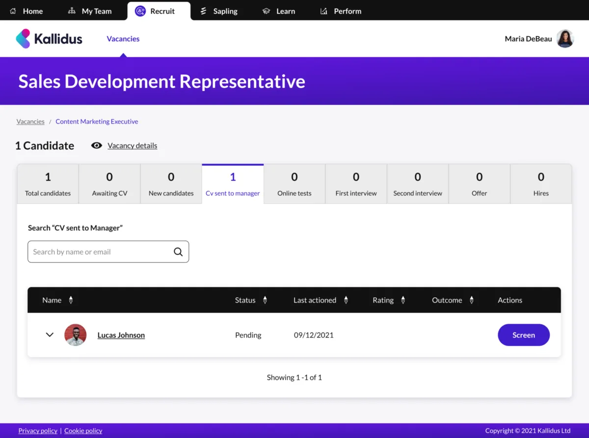 Notre avis sur Kallidus Recruit : un logiciel ATS (applicant tracking system / suivi des candidatures) à découvrir