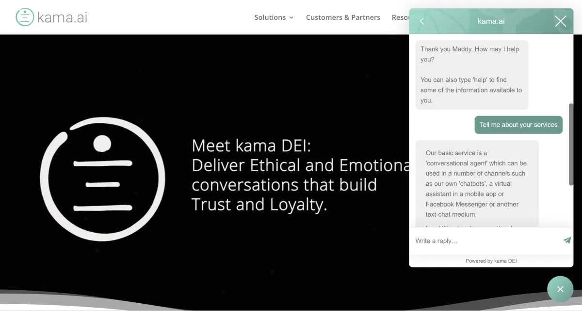 Notre avis sur kama DEI : une plateforme d'IA conversationnelle (intelligence artificielle) à découvrir