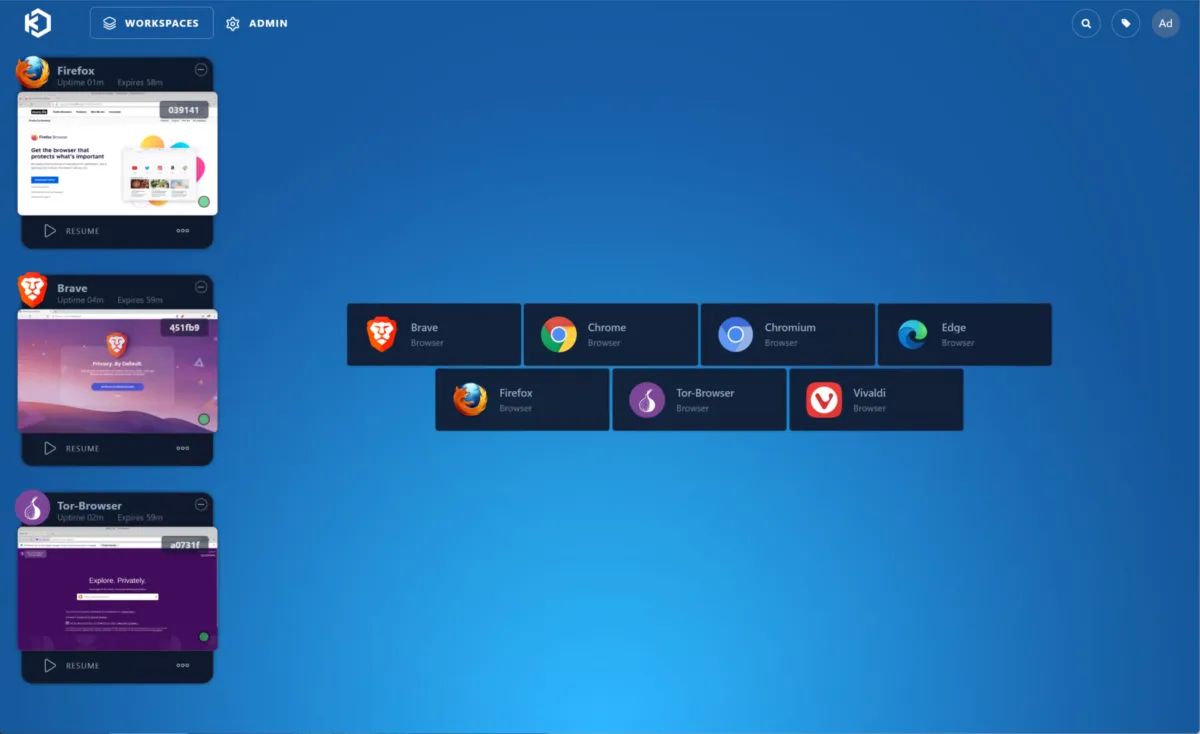 Interface Kasm Workspaces: image, ergonomie, alternatives Interface Kasm Workspaces: image, ergonomie, alternatives