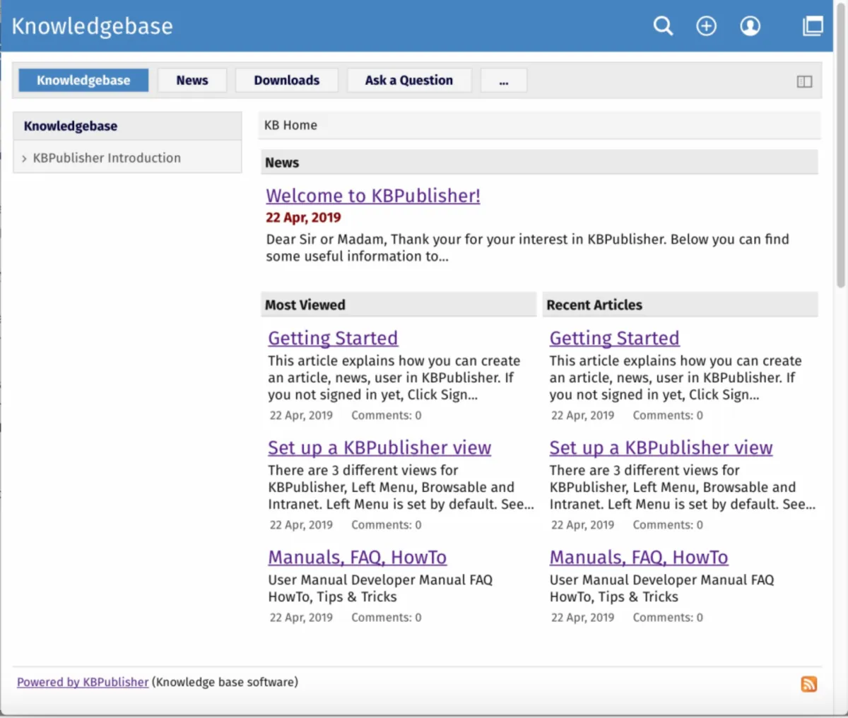 Interface KBPublisher: image, ergonomie, alternatives Interface KBPublisher: image, ergonomie, alternatives