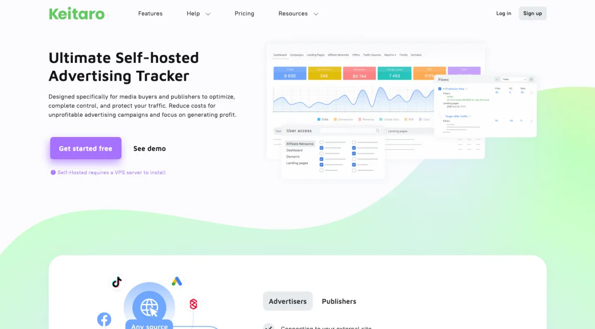 Interface Keitaro Tracker : fonctionnalités, prix, alternatives