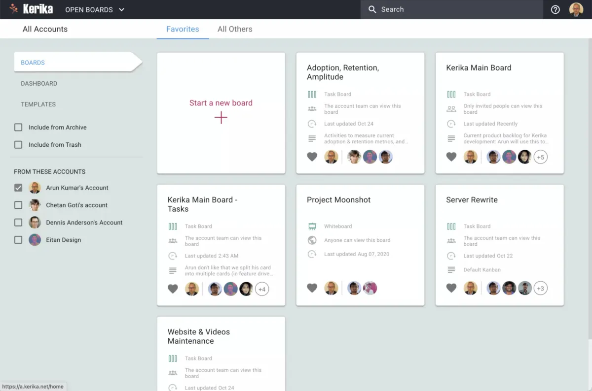 Interface Kerika: fonctionnalités, prix, alternatives