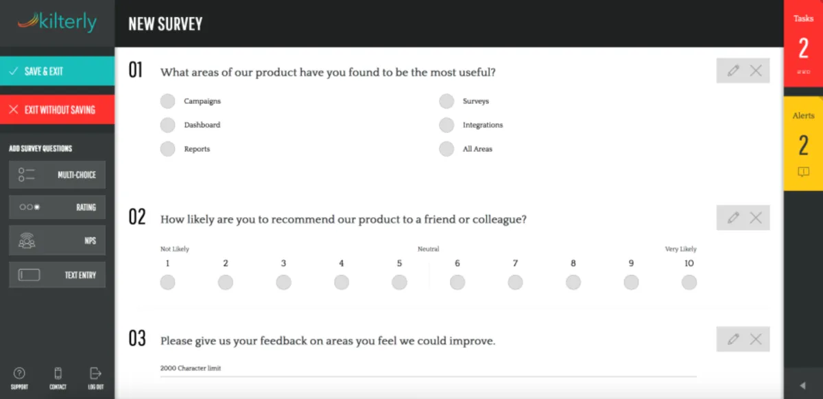 Interface Kilterly: fonctionnalités, prix, alternatives