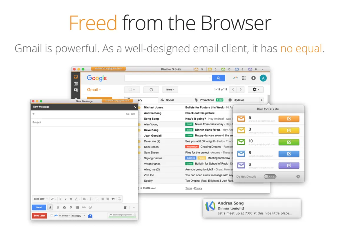 Interface Kiwi for Gmail: fonctionnalités, prix, alternatives