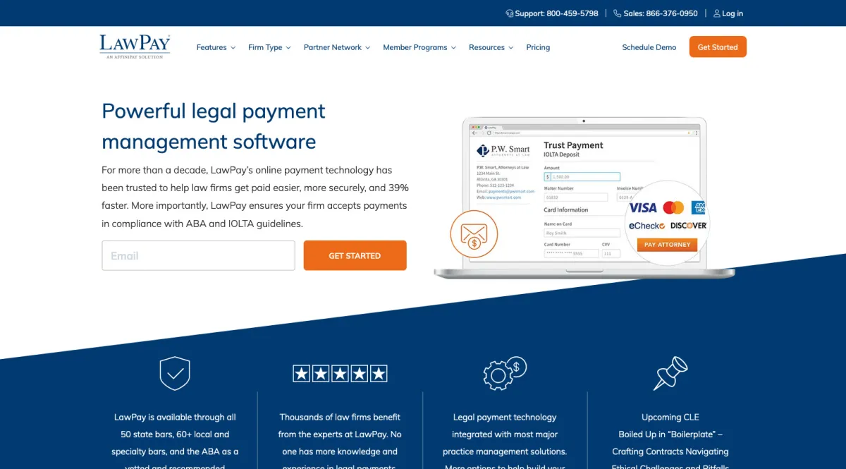 Interface LawPay : fonctionnalités, prix, alternatives