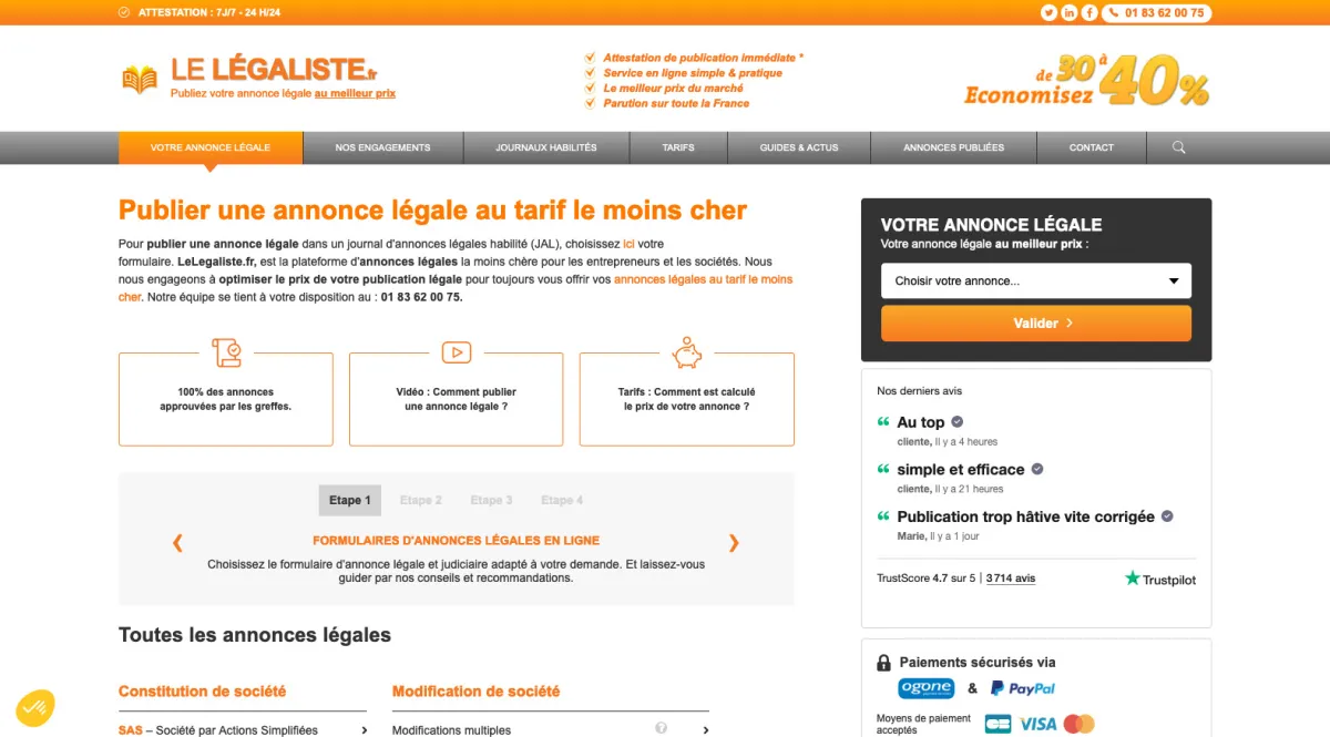 Interface Le Legaliste : fonctionnalités, prix, alternatives