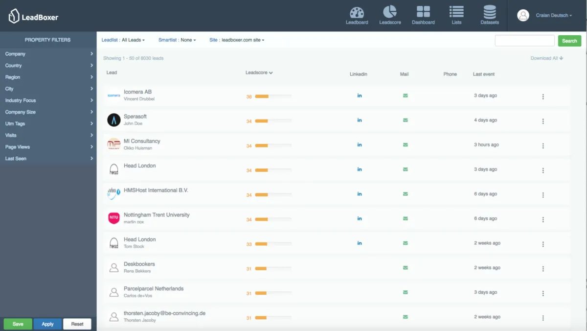 Interface LeadBoxer: image, ergonomie, alternatives